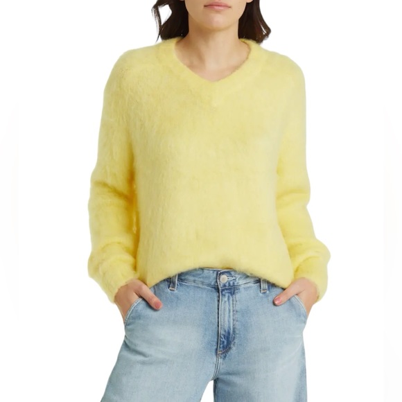 Madewell Sweaters - Madewell Brushed V-Neck Sweater Heather Lemon Size Small NWT